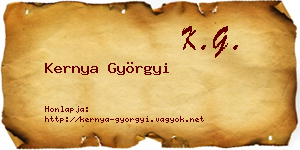 Kernya Györgyi névjegykártya